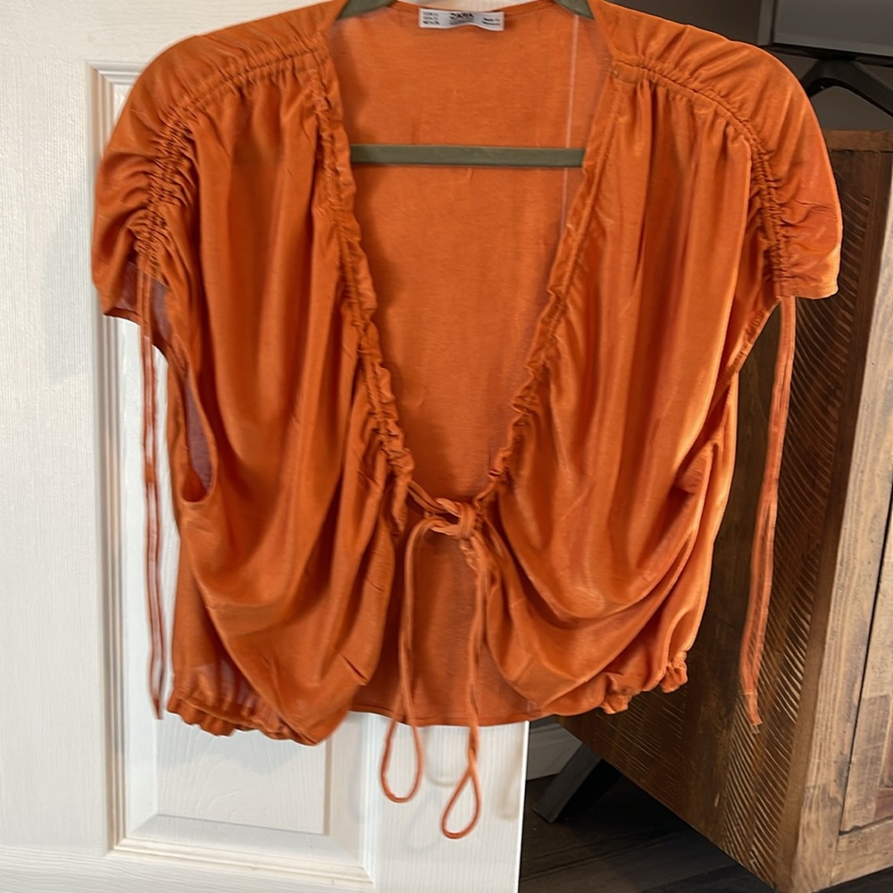 Zara satiny silky orange top or vest - Picture 5 of 5